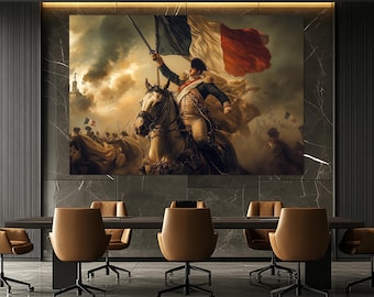 Napoleon Bonaparte Leads his Army into a Battle – Napoleon Wall Art – History Teacher Gift – Napoleon Painting – French History Canvas Print