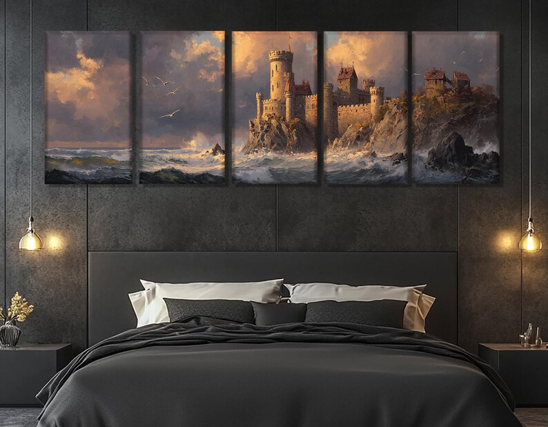 Stormy Castle Canvas Print – Coastal Fortress Wall Art – Dramatic Ocean ...