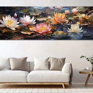 Lake Flowers Canvas Print, Canvas Wall Art, Canvas Paint Art, Bedroom Decor, Living Room Decor, Canvas Print Ready to Hang.