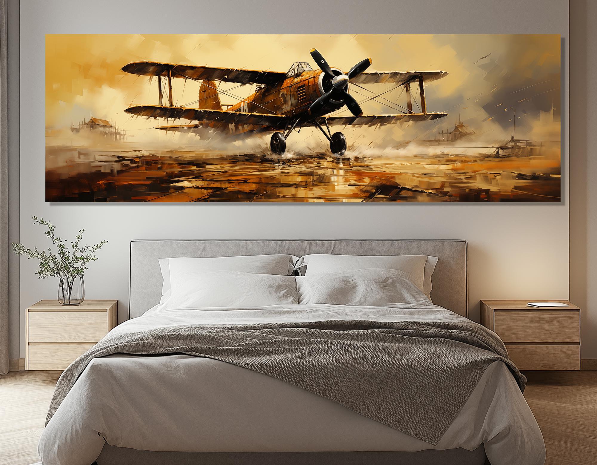 ヴィンテージ複葉機キャンバスプリント、ヴィンテージ航空機の写真