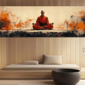 Zen Monk Canvas Print – Meditation Wall Art – Meditation Poster – Spiritual Home Decor – Shaolin Monk Painting – Peaceful Zen Artwork