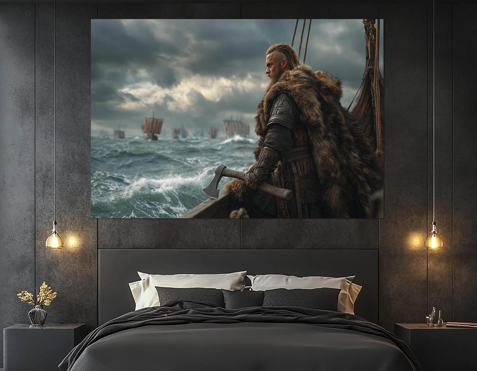 Ragnar Lothbrok Canvas Print – Viking Warrior Wall Art – Norse