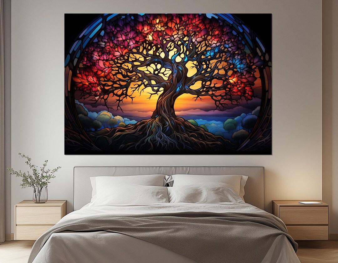 Yggdrasil Tree of Life Wall Art – Norse Mythology Painting – Spiritual ...