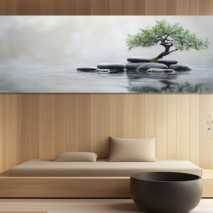 Zen Bonsai Tree Canvas Print – Peaceful Zen Decor – Bonsai Tree Wall Art – Japanese Zen Gift – Nature Scene Poster – Bonsai Tree Painting