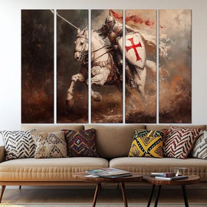 Templar Knight Canvas Print – Medieval Warrior Wall Art – Crusader on ...