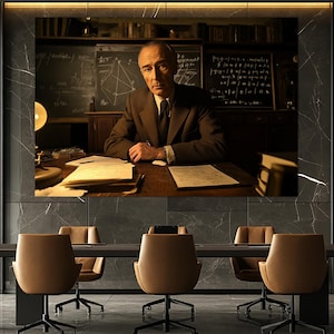 Robert Oppenheimer Canvas Print – Atomic Age Wall Art – Physicist Portrait Poster – Scientist Wall Decor – Robert Oppenheimer Painting