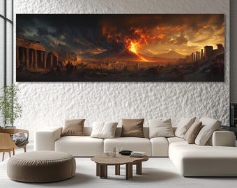 Eruption of Mount Vesuvius Canvas Print, The Last Day of Pompeii, Mount Vesuvius Poster, Mount Vesuvius Painting, Vesuvius Wall Art