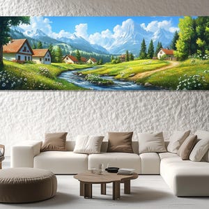 Alpine Village Canvas Print – Mountain Landscape Wall Art – Alpine Village Painting – Mountain  Village Poster – Alpine Wall Decor