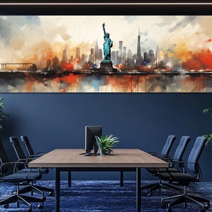 New York Grunge Style Canvas Print, New York City Skyline, Office Decor, New York Poster, New York Painting, New York City Wall Art