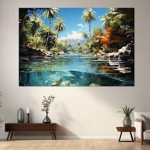 Tropical Island Canvas Print, Canvas Wall Decor, Canvas Paint Art, Living Room Decor, Bedroom Decor, Canvas Print Ready to Hang.