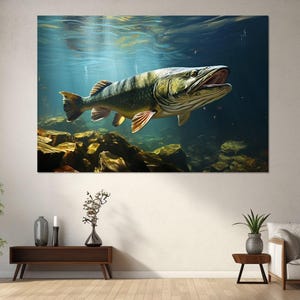 Pike Canvas Print, Canvas Wall Art, Canvas Paint Art, Modern Art, Digital Art, Art Room Decor, Canvas Print Ready to Hang.