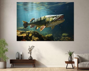Pike Canvas Print, Canvas Wall Art, Canvas Paint Art, Modern Art, Digital Art, Art Room Decor, Canvas Print Ready to Hang.