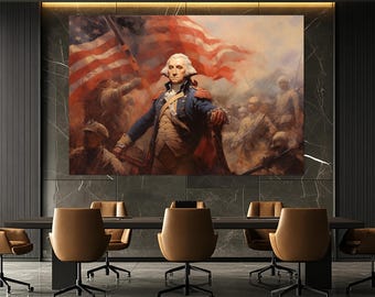 George Washington Canvas Print – American Revolution Wall Art – Founding Father Poster – Patriotic Wall Decor – George Battle Painting