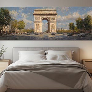 Triumphal Arch Canvas Print – Paris Street Wall Art – France City Poster – Champs-Elysees Painting – Paris Wall Decor – French Landmark View