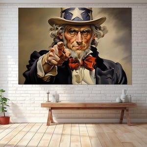 Uncle Sam Canvas Print, Canvas Wall Decor, Uncle Sam Wall Art, Living Room Decor, Canvas Print Ready to Hang, Uncle Sam Painting.