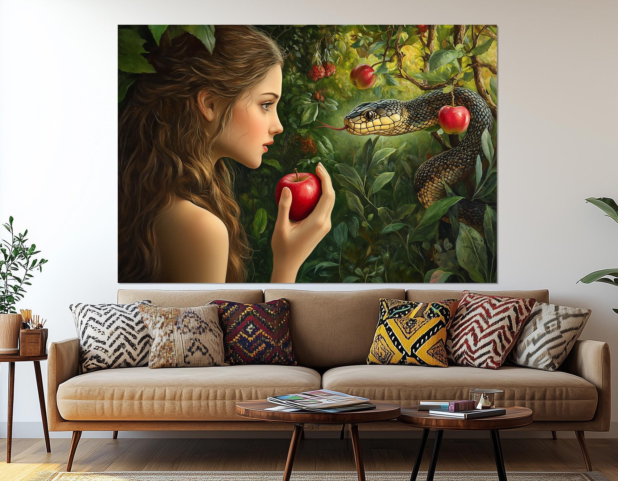 Eve in the Garden of Eden Canvas Print – Temptation of the Serpent ...