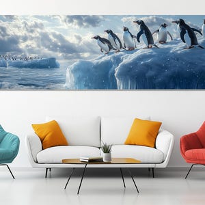 Penguin Colony Canvas Print – Antarctic Wildlife Wall Art – Penguins Painting – Penguins Poster – Wild Nature Room Decor – Penguins Artwork