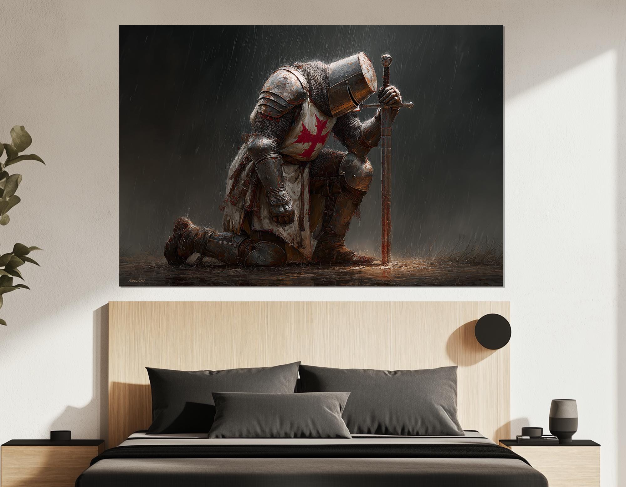 Templar Knight Canvas Print – Medieval Warrior Wall Art – Crusader ...