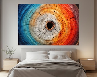 Colorful Tree Ring Wall Art – Abstract Wood Print – Bright Organic Texture Poster – Tree Ring Painting – Modern Nature Home Decor