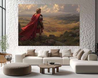 Alexander the Great Canvas Print – Ancient Macedonian Warrior Wall Art – Historic Battlefield Poster – Epic Leader Painting