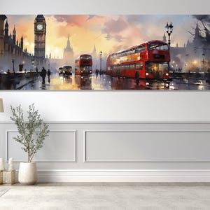 Impressão em tela estilo impressionista da cidade de Londres, arte de parede em tela, arte moderna, arte digital, decoração de sala de estar, impressão em tela pronta para pendurar.