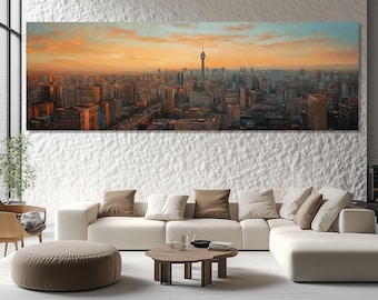 Johannesburg Canvas Print – Sunset Skyline Wall Art – Johannesburg Cityscape Painting – South African Urban Poster – Johannesburg Wall Decor
