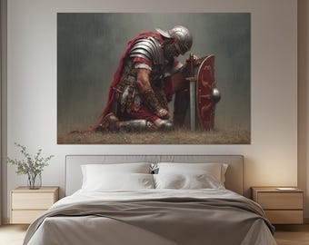Römischer Legionär Leinwanddruck - Antike Krieger Wandkunst - Römischer Soldaten Gemälde