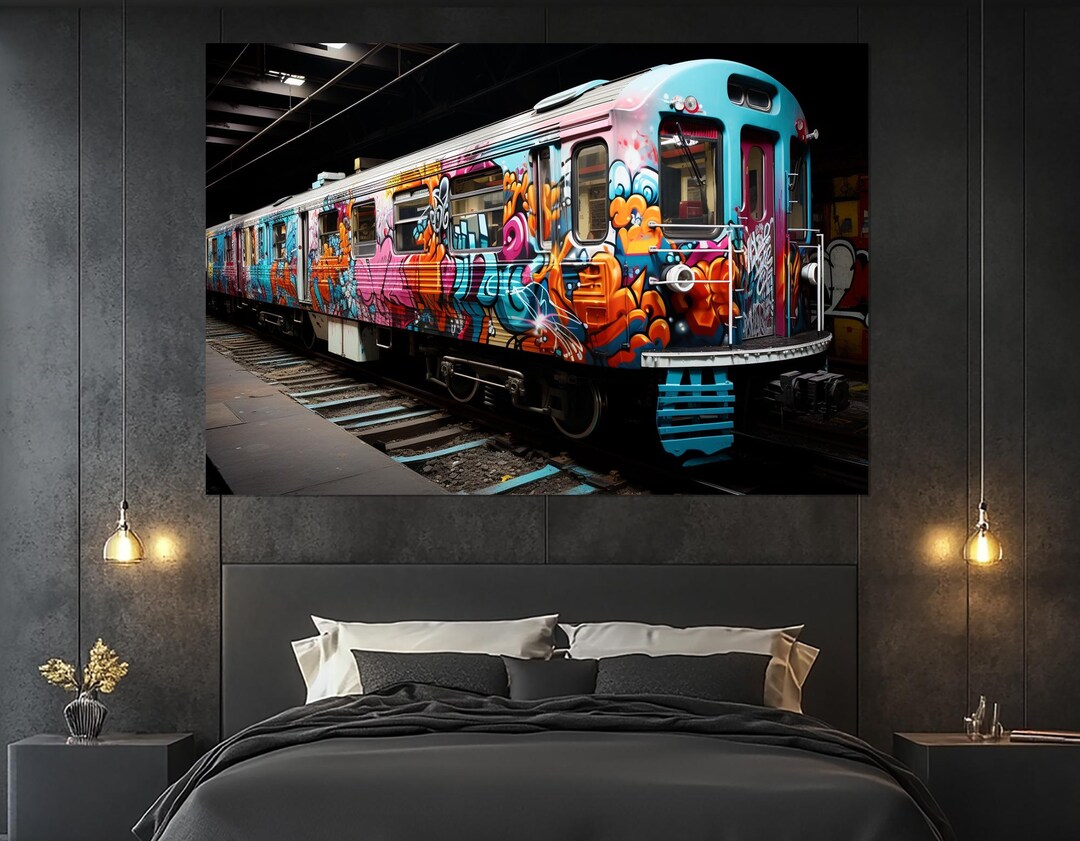 Graffiti Train Canvas Print, Graffiti Train Poster, Modern Room Decor ...