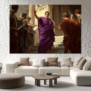 Julius Caesar Assassination Scene Canvas Print, Ancient Rome Wall Art, Roman History Picture, Julius Caesar Painting, Julius Caesar Poster