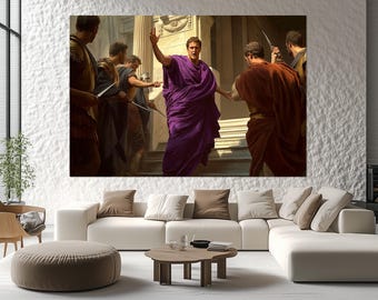 Julius Caesar Assassination Scene Canvas Print, Ancient Rome Wall Art, Roman History Picture, Julius Caesar Painting, Julius Caesar Poster