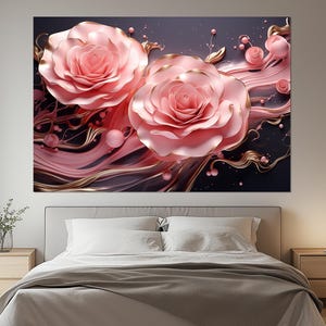 Pink Rose Canvas Print – Elegant Floral Wall Art – Romantic Painting – Luxurious Decor – Gift for Her or Flower Lovers – Pink Rose Poster