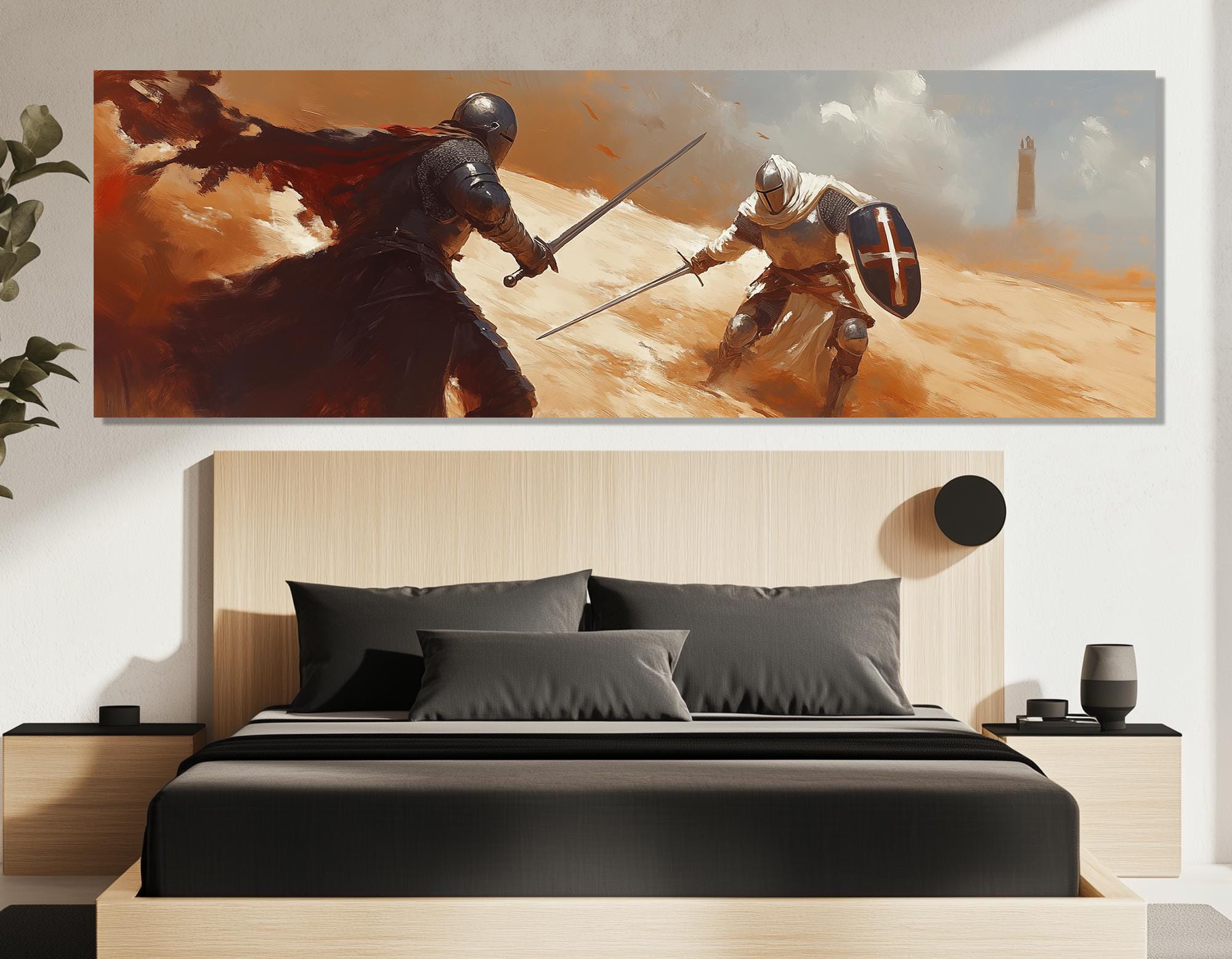 Medieval Knight Duel Canvas Print – Crusader Battle Wall Art – Epic ...