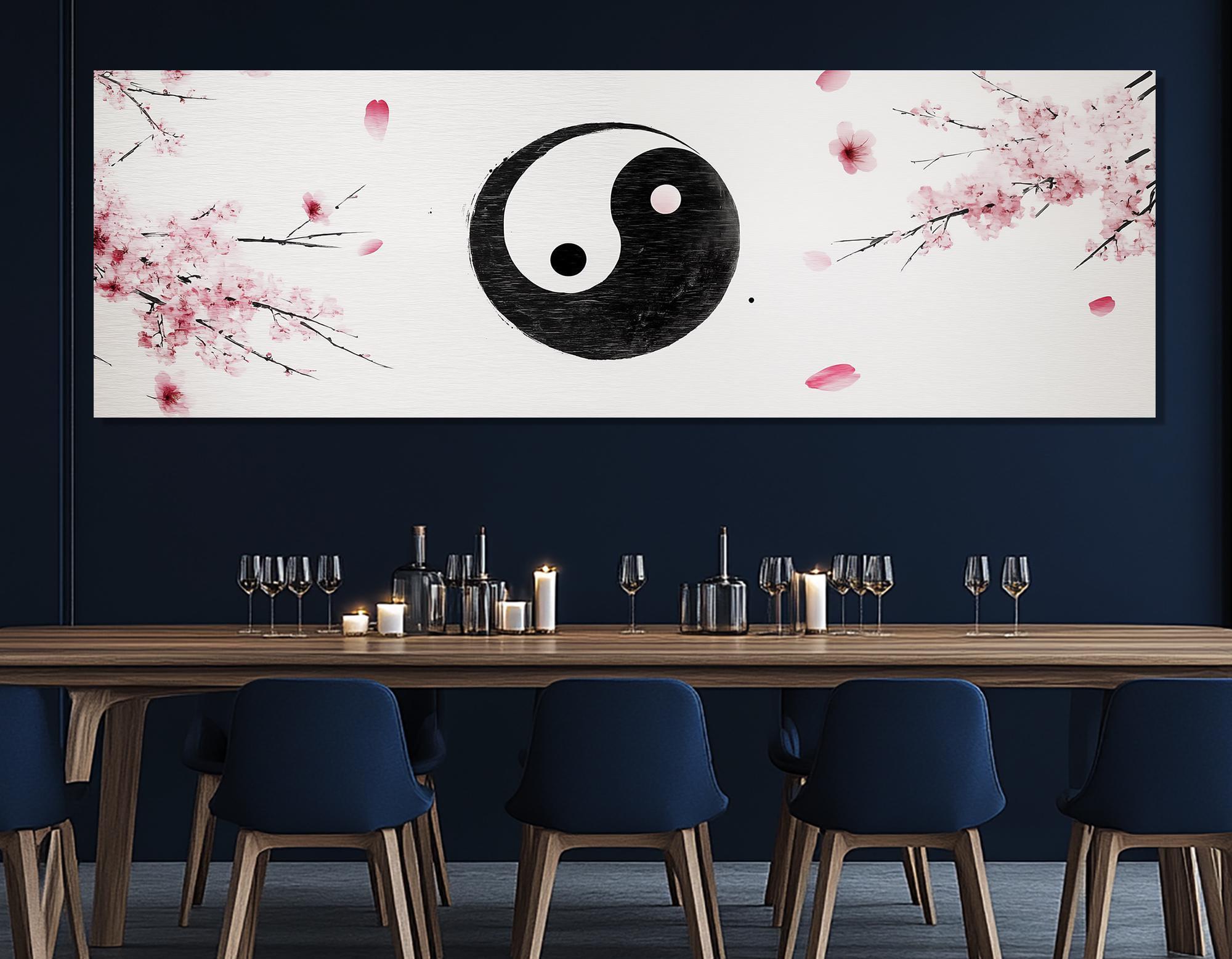 Yin Yang Cherry Blossom Canvas Print – Asian Wall Art – Yin Yang