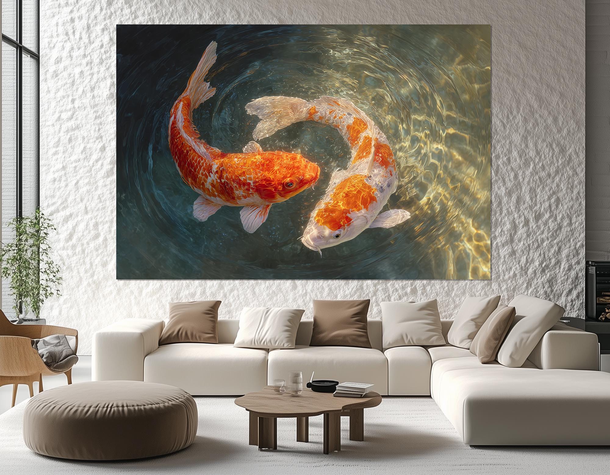 Koi Fish Canvas Print – Yin Yang Koi Art – Tranquil Water Painting ...
