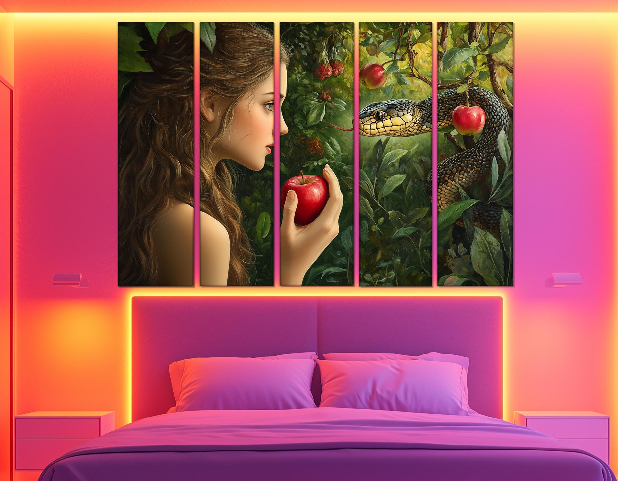 Eve in the Garden of Eden Canvas Print – Temptation of the Serpent ...