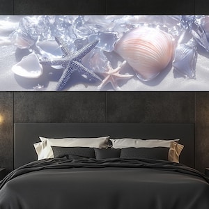Seashells and Starfish Canvas Print – Coastal Beach Wall Art – Ocean Shells Poster – Sea-Inspired Room Decor – Nautical Nature Painting
