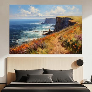 Cliffs of Moher Landscape Canvas Print, Cliffs of Moher Wall Art, Modern Room Decor, Ireland Poster, Cliffs of Moher Painting, Ireland Print