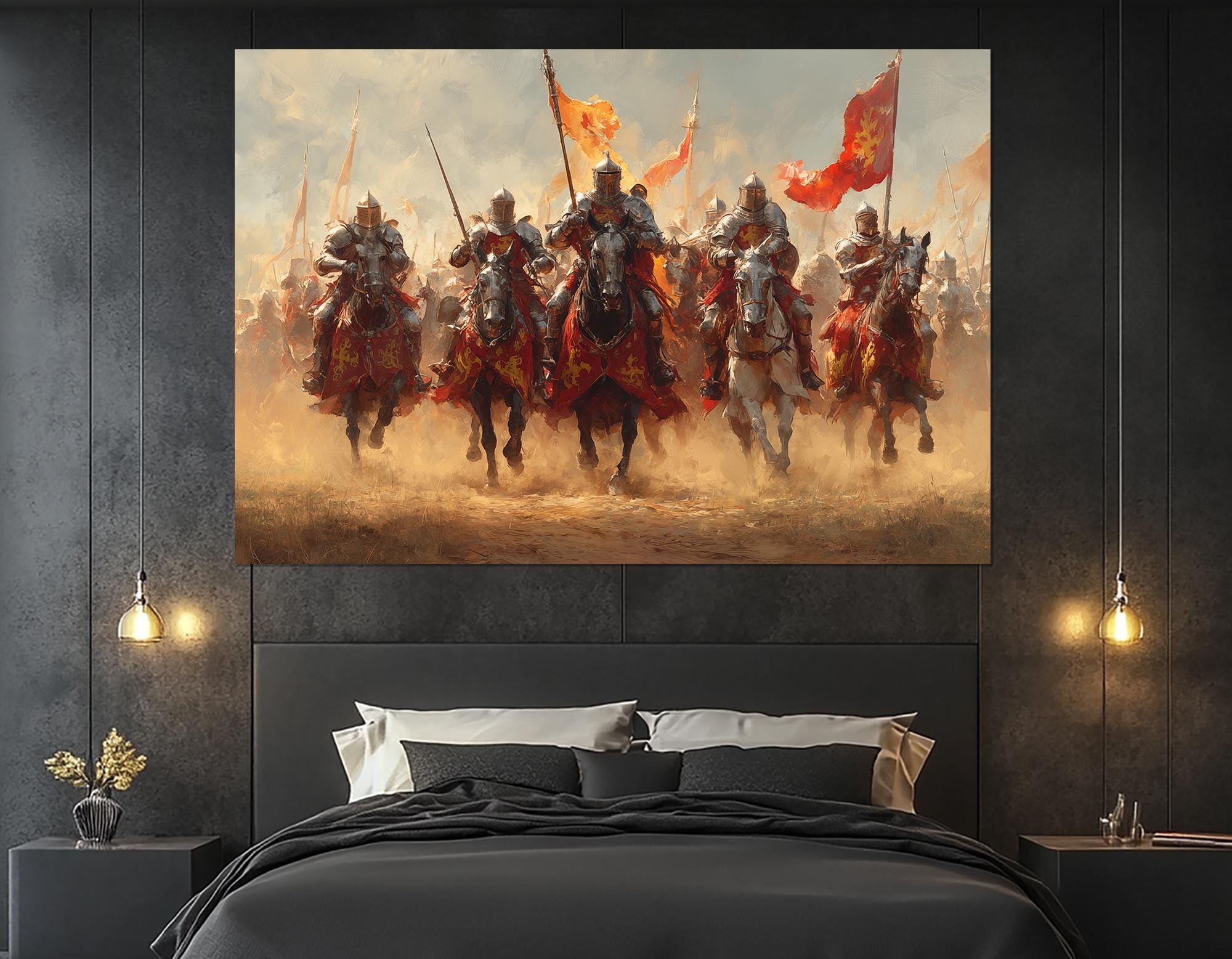 Medieval Knights Charge Canvas Print – Epic Cavalry Wall Art – Armored ...