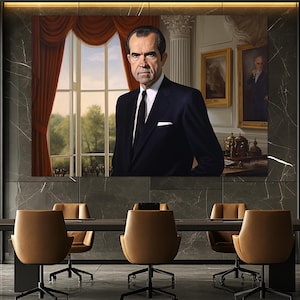 Richard Nixon Canvas Print – Presidential Wall Art – White House Portrait Poster – Office Wall Decor – Richard Nixon Painting