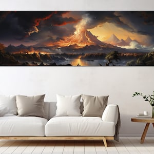 Volcano Landscape Canvas Print, Canvas Paint Art, Volcano Wall Art, Living Room Decor, Volcano Eruption, Canvas Print Ready to Hang.