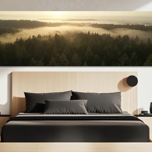 Foggy Forest Canvas Print – Misty Forest Wall Art – Sunrise Forest Poster – Nature Wall Decor – Foggy Landscape Painting