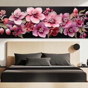 Orchidee Leinwanddruck - Rosa florale Wandkunst - Orchideendruck - Elegante Orchideenmalerei - Florales Raumdekor