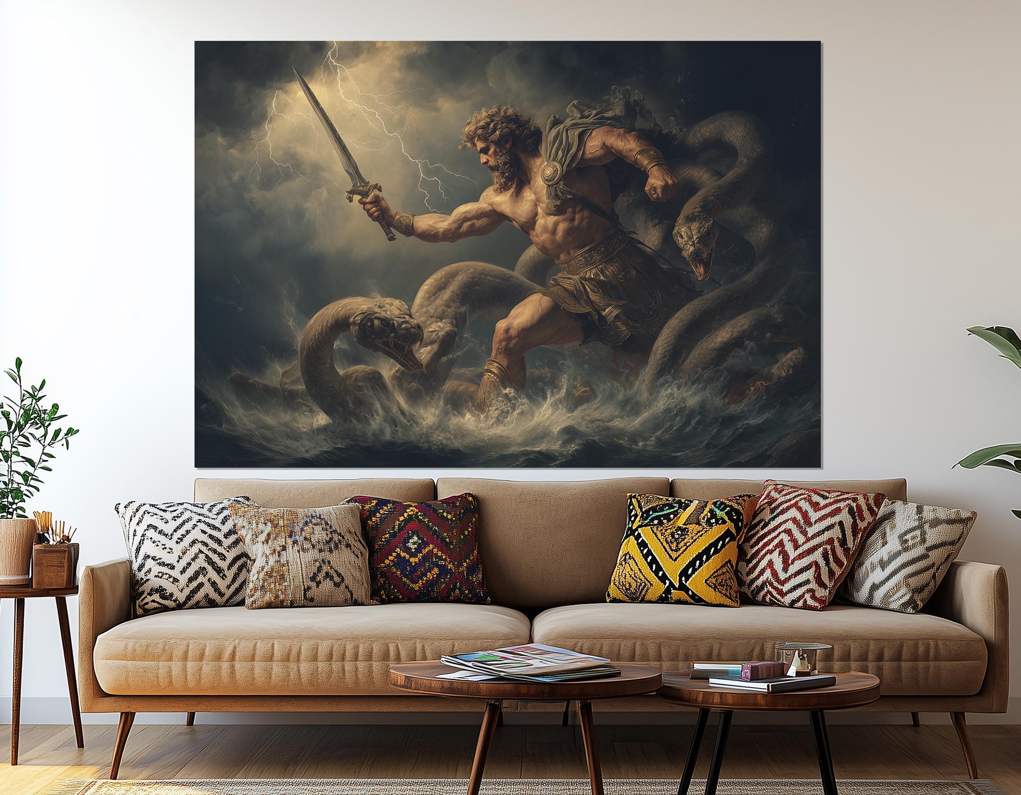 Heracles and the Hydra Canvas Print – Greek Mythology Wall Art