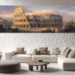 Rome Colosseum Wall Art – Ancient Roman Architecture Canvas Print – Historic Italy Travel Painting – European Landmark Decor