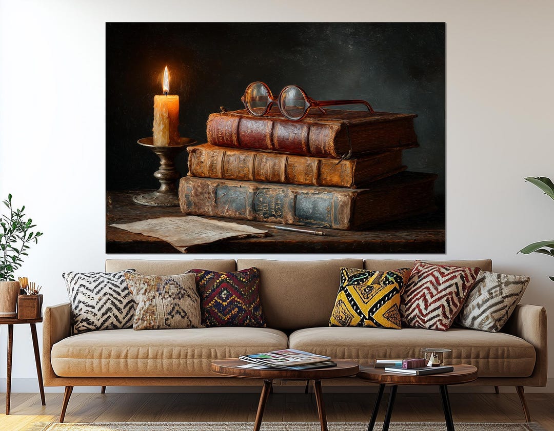 Vintage Books Canvas Print – Library Wall Art – Literary Still Life ...