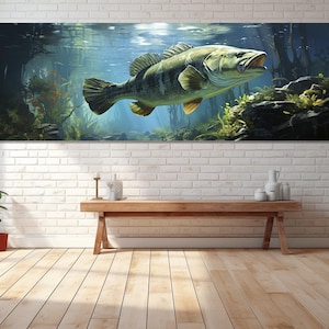 Largemouth Bass Canvas Print, Canvas Wall Art, Canvas Wall Art, Modern Art, Digital Art, Art Room Decor, Canvas Print Ready to Hang.