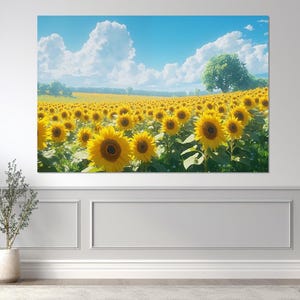 Sunflower Field Canvas Print, Canvas Wall Art, Sunflower Field Picture, Modern Wall Decor, Living Room Decor, Sunflower Field Painting.