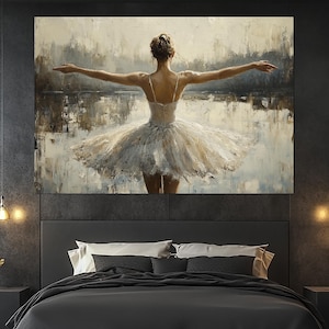 Ballerina Canvas Print – Elegant Ballet Wall Art – Graceful Dancer Poster – Dance Studio Wall Decor – Classic Ballerina Painting