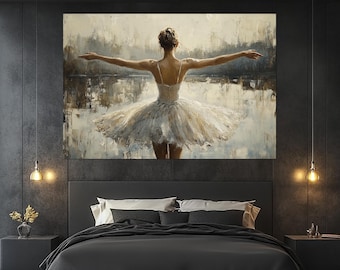 Ballerina Canvas Print – Elegant Ballet Wall Art – Graceful Dancer Poster – Dance Studio Wall Decor – Classic Ballerina Painting
