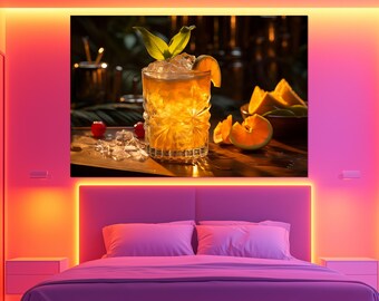 Mai Tai Cocktail Canvas Print - Tropical Tiki Drink Poster - Exotic Bar Wall Art - Mai Tai Cocktail Painting - Beach Bar Decor